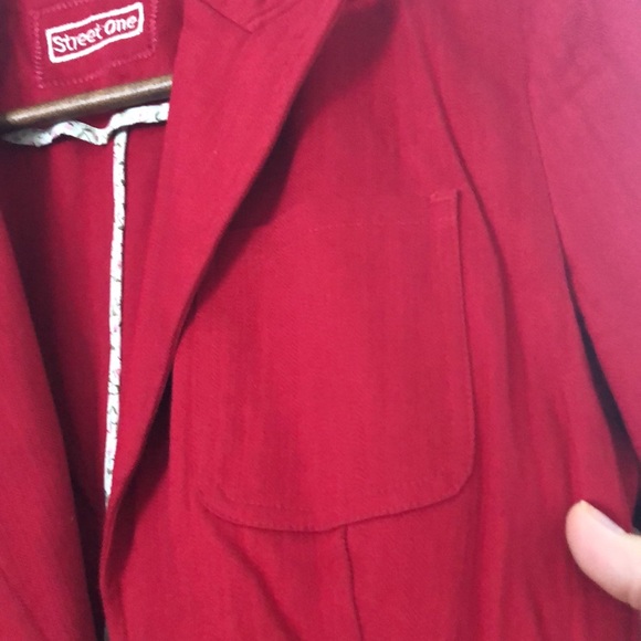 Red blazer & 3 pockets, buttons, Street One, Eur40/Us10, cotton&elastin - Picture 4 of 11